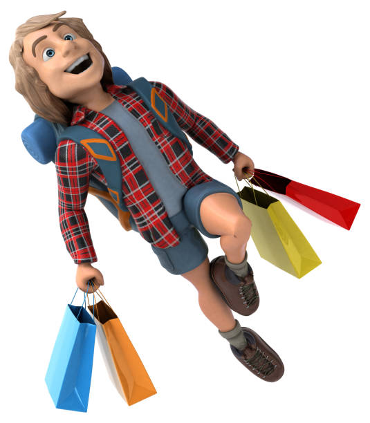 istock Man solo traveling backpacker - 3D Illustration 1186060625