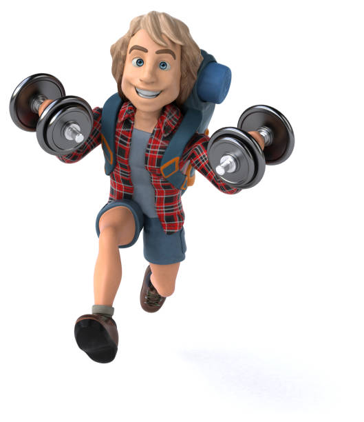 istock Man solo traveling backpacker - 3D Illustration 1186060644