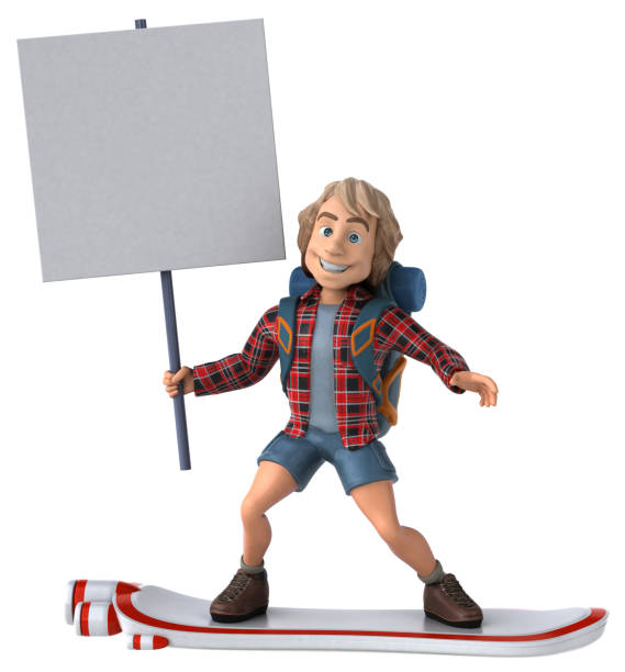 istock Man solo traveling backpacker - 3D Illustration 1186060724