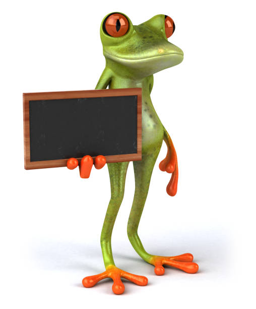 istock Fun 3D green tropical frog with a chalkboard 1186062725