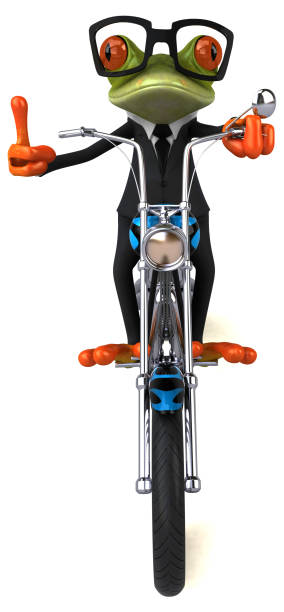 istock Fun frog on a motorcycle - 3D Illustration 1186063015