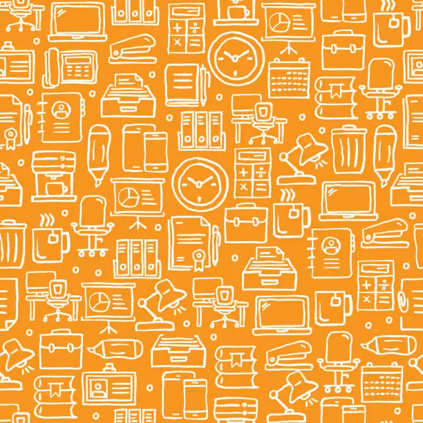 Vector illustration of WORKSPACE RELATED SEAMLESS PATTERN