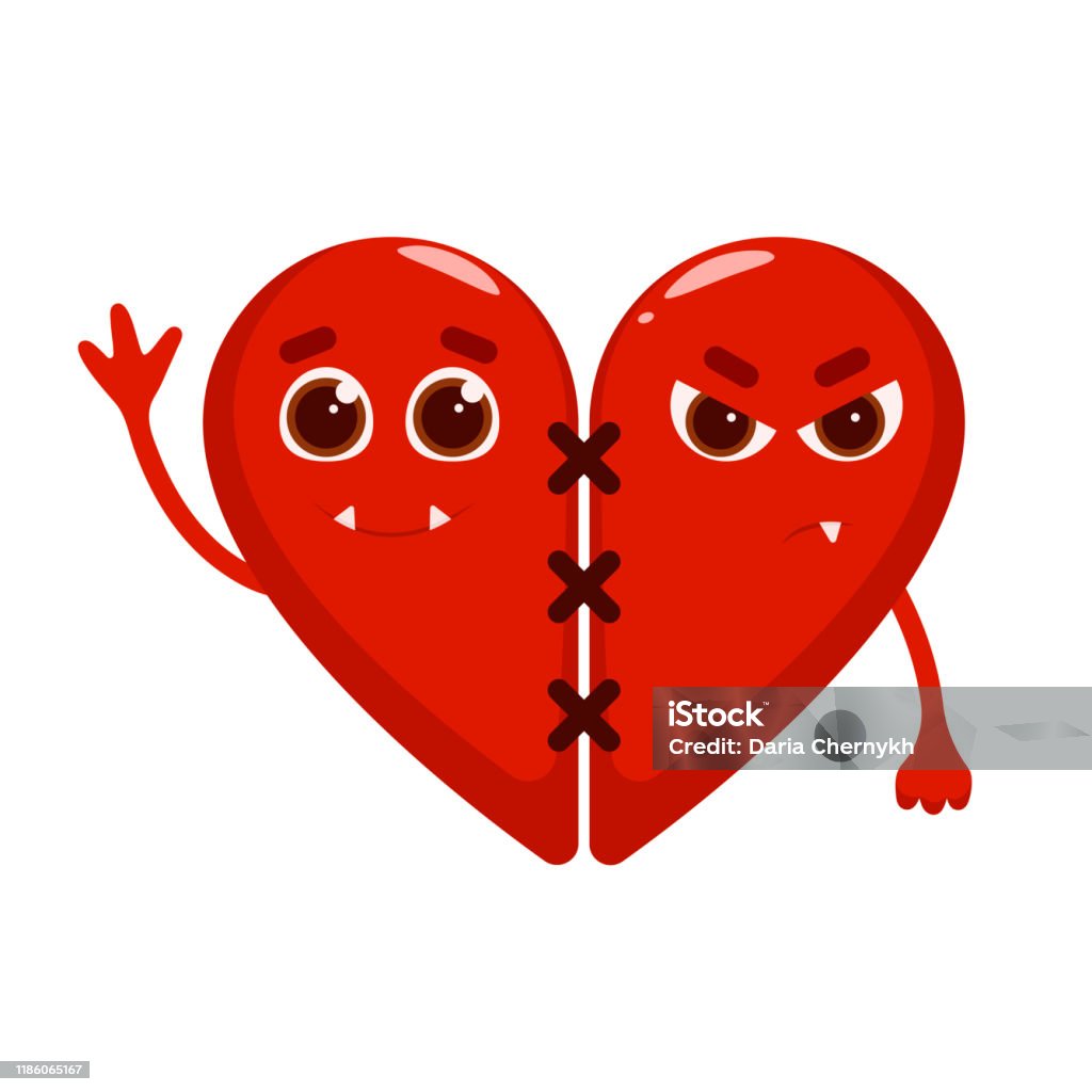 Một Nửa Tốt Lành Và Một Nửa Xấu Xa Của Một Trái Tim Hình minh họa ...