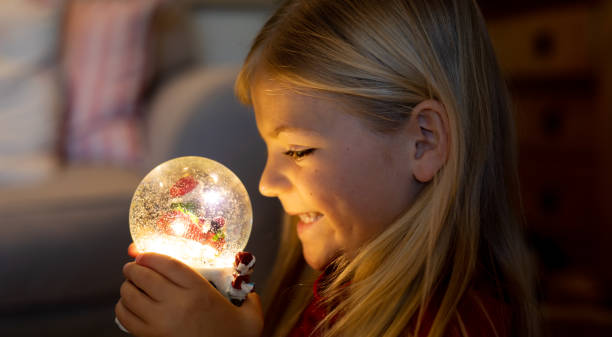 Girl at home at Christmas time