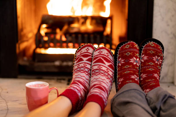 istock Couple at home at Christmas time 1186070142