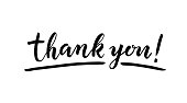 istock Thank you lettering on white background. Hand drawn inscription 1186070150