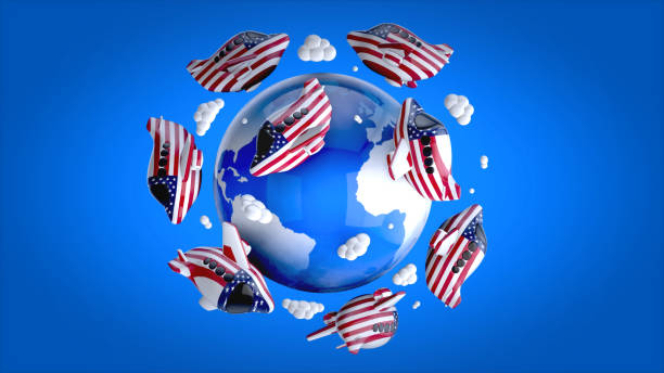 istock Planes around the world - 3D Illustration 1186070770