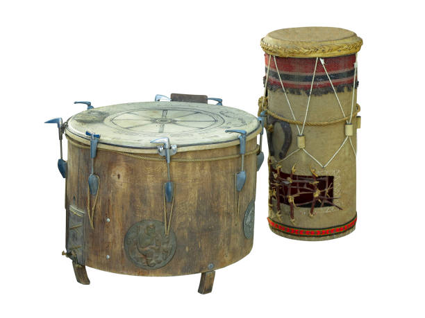 istock handmade brown wooden drum isolated on white 1186074053