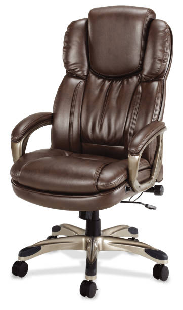 istock Brown executive leather chair isolated on white background 1186074055