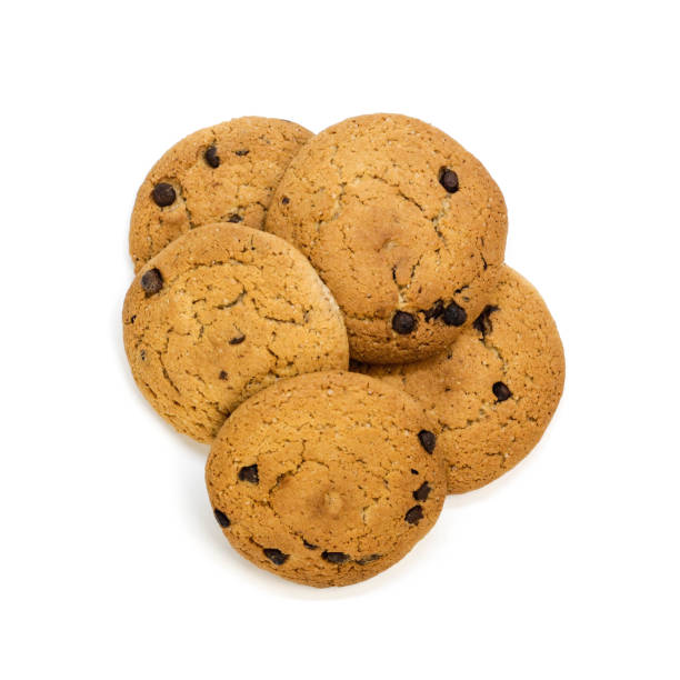 istock Oatmeal cookies with chocolate chips. Top view. Close up. Isolated on white background 1186074108