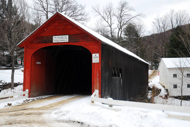 istock A red covered bridge in the Vermont winter 1186074929