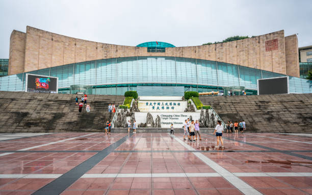 Front view of the Chongqing China Three Gorges Museum and people in Chongqing China Chongqing China , 6 August 2019 : Front view of the Chongqing China Three Gorges Museum and people in Chongqing China three gorges photos stock pictures, royalty-free photos & images