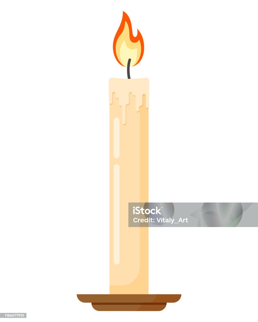 Burning Wax Candle Flat Style Vector Illustration Stock Illustration -  Download Image Now - Candle, Flame, Cartoon - iStock