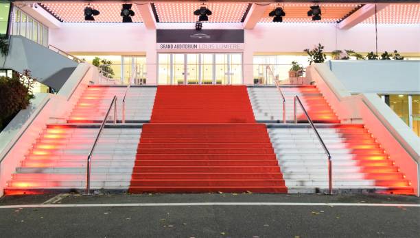 Palais des Festivals Cannes red carpet entrance Cannes, France - November 4 2019: Palais des Festivals red carpet entrance evening cannes film festival stock pictures, royalty-free photos & images