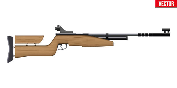 оборудование для стрельбы из пневматической винтовки - rifle sport air target shooting stock illustrations