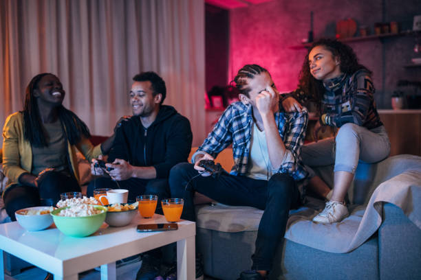 istock Video games night at home 1186084611