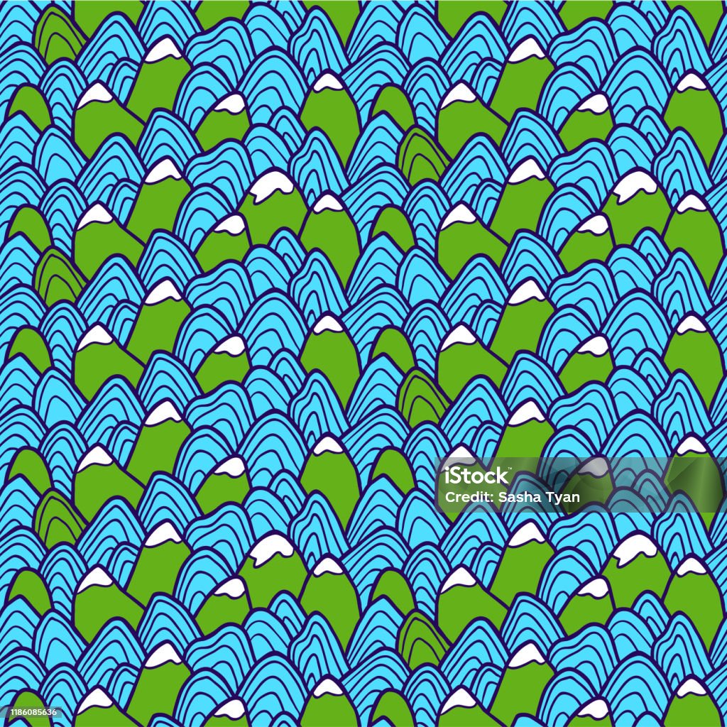 Mountain Pattern Vector Mountains Pattern Vector Seamless Pattern With Hills Lakes And Peaks ...