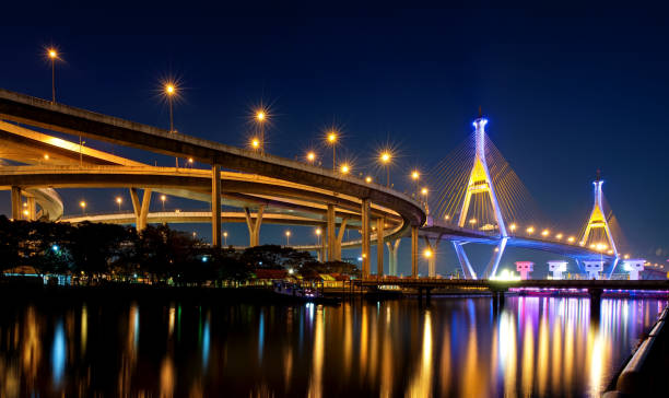 istock Bhumibol Bridge with water reflection  of thailand 1186086331