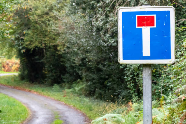 istock traffic sign dead end in the countryside 1186089014