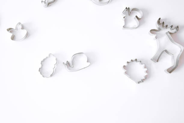 istock Animal cookie cutters on white table, top view. 1186089080