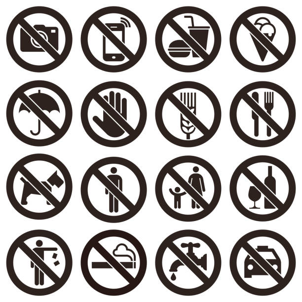 ilustrações, clipart, desenhos animados e ícones de sinais da proibição - sign symbol no forbidden
