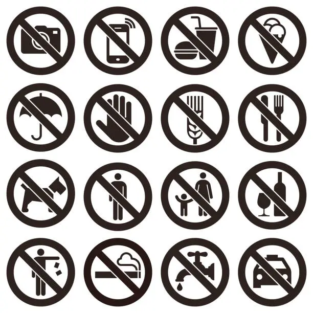 Vector illustration of Prohibition signs