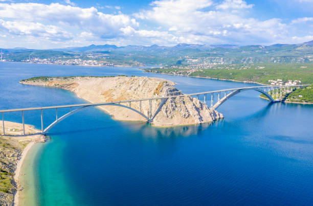 istock Aerial view of Krk Bridge. 1186091530