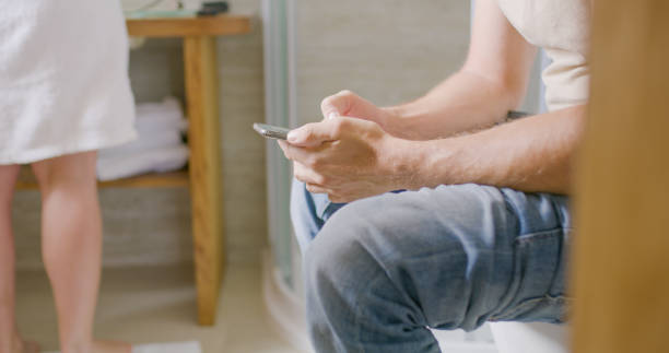 istock View of young couple in bathroom 1186092414
