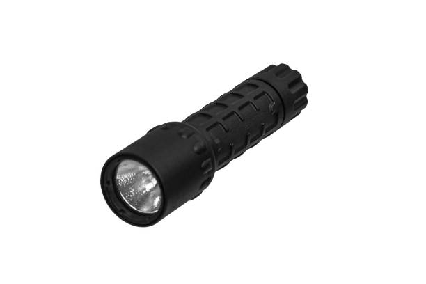 istock modern black metal flashlight isolated on white background 1186093100