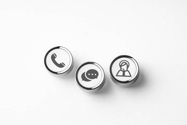 istock Contact us business icon on computer keyboard in retro style 1186093570