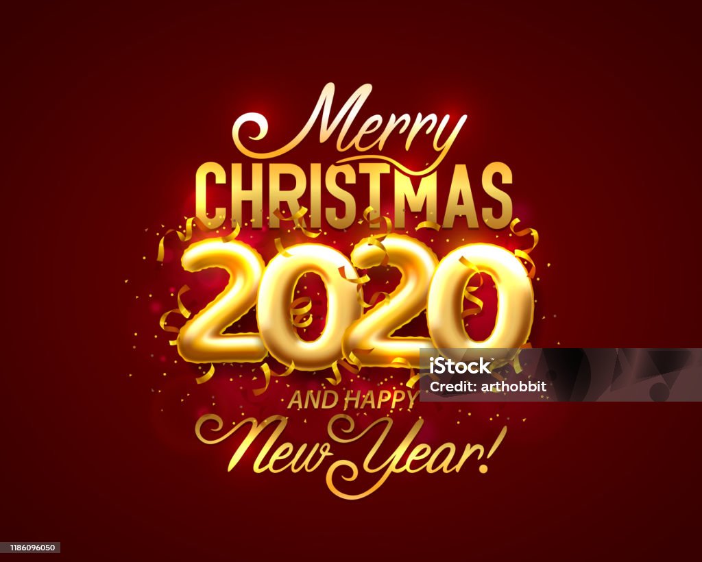 Merry Christmas And Happy New Year 2020 Vector Background Design ...