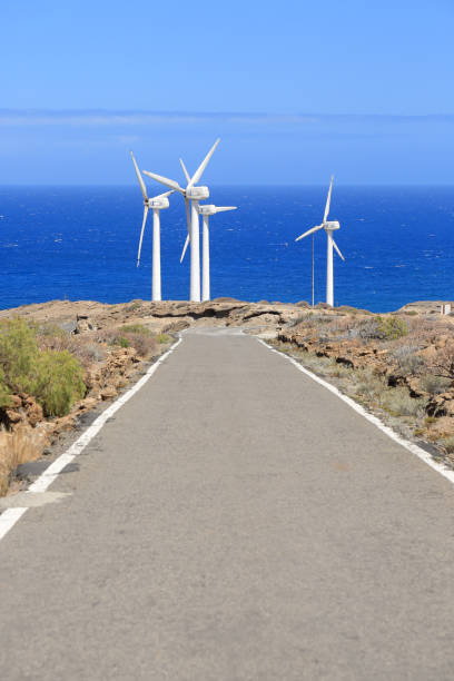 ветряные турбины - image alternative energy canary islands color image стоковые фото и изображения