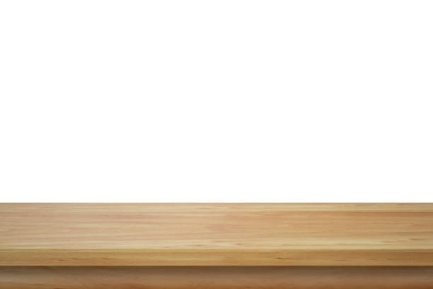istock Empty top wood table isolated on white background used for display or montage your products 1186100598