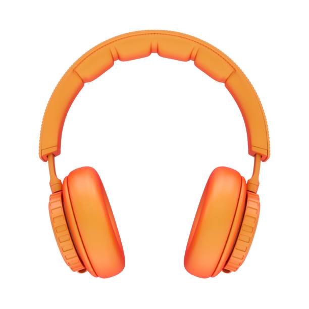 istock 3D Rendering Orange headphones isolated on white background 1186101930