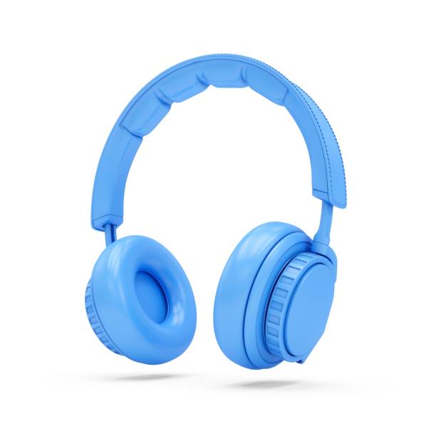 istock 3D Rendering Blue headphones isolated on white background 1186101944