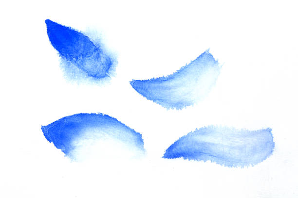 tocco di texture pennello blu su carta di riso - rice paper gold textured abstract foto e immagini stock