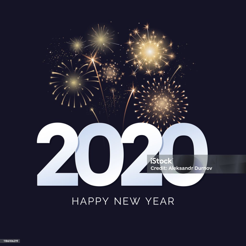 Happy New Year 2020 Greeting Card Design 2020 Text With Festive ...