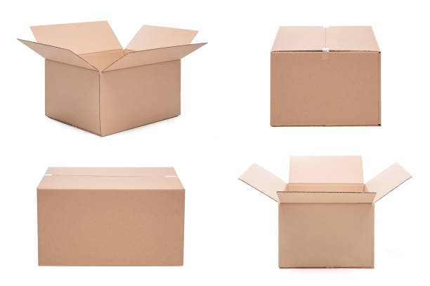 段ボール箱 - corrugated cardboard moving house cardboard box ストックフォトと画像