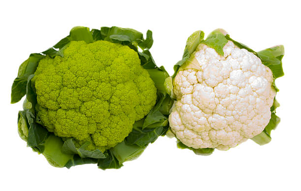 istock Green and White Cauliflower Isolated 118610661