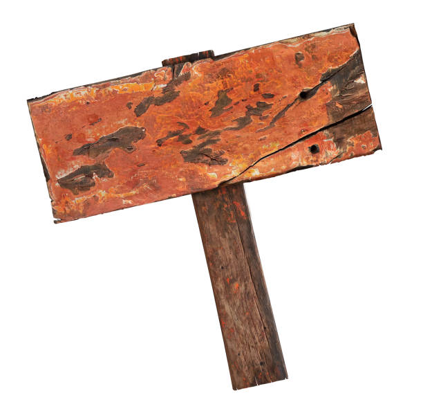 istock Old wooden sign isolated on white background 1186107674