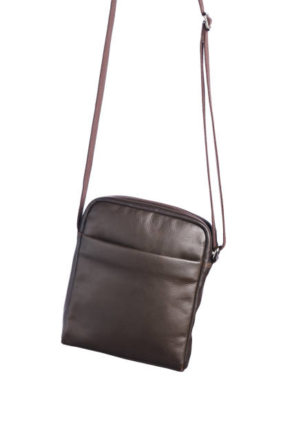 istock male brown leather bag, isolated on white 1186107685