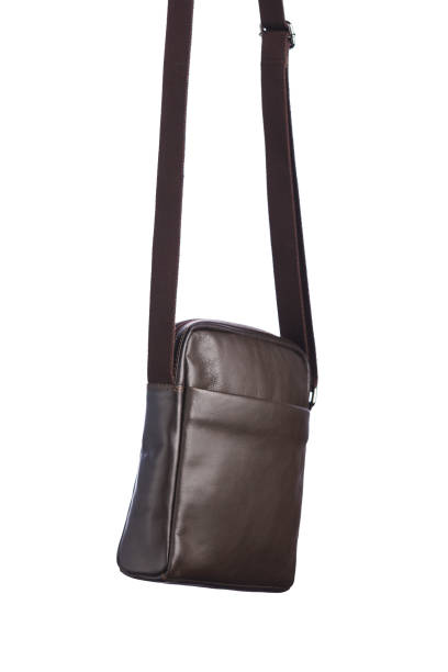 istock male brown leather bag, isolated on white 1186107692