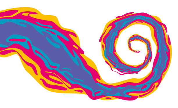 bunte fluidität spiral-flüssigkeitseffekt - fluidity stock-grafiken, -clipart, -cartoons und -symbole