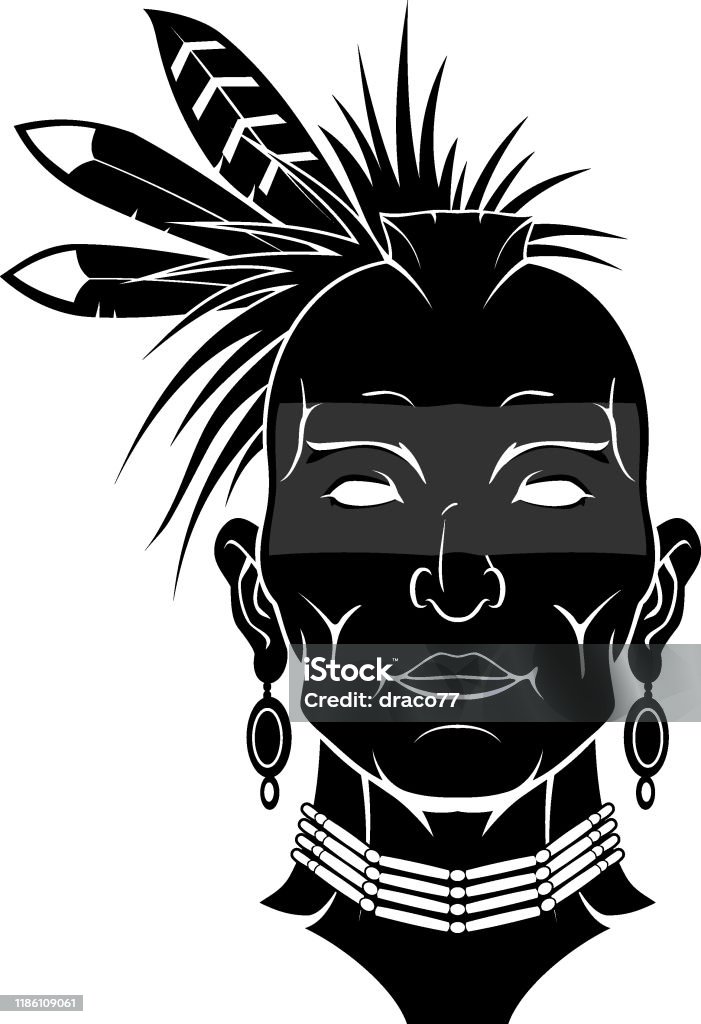 Native Indian Front View Stock Illustration - Download Image Now - Black  Color, Cut Out, Earring - iStock
