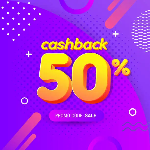 Vector illustration of modern Banner design template with 50% cashback offer