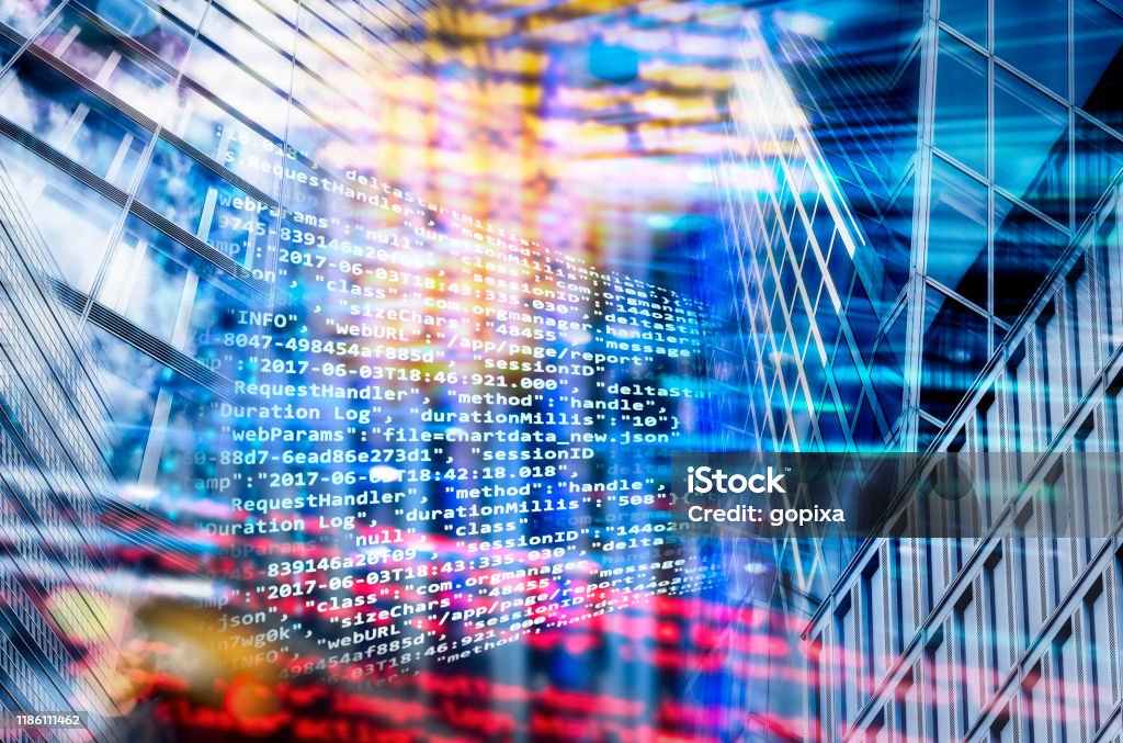 Program Code Public Domain Images Program Code And Office Buildings Stock Photo - Download Image Now ...