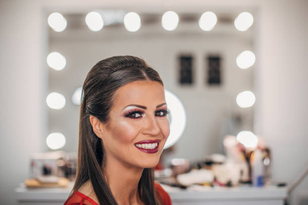 istock Beautiful woman in make up artist studio 1186111536