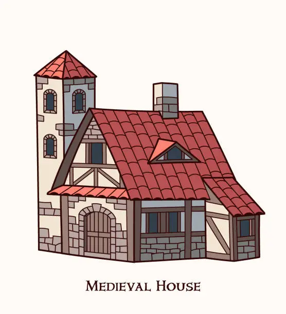 Vector illustration of Vector illustration of Medieval house.