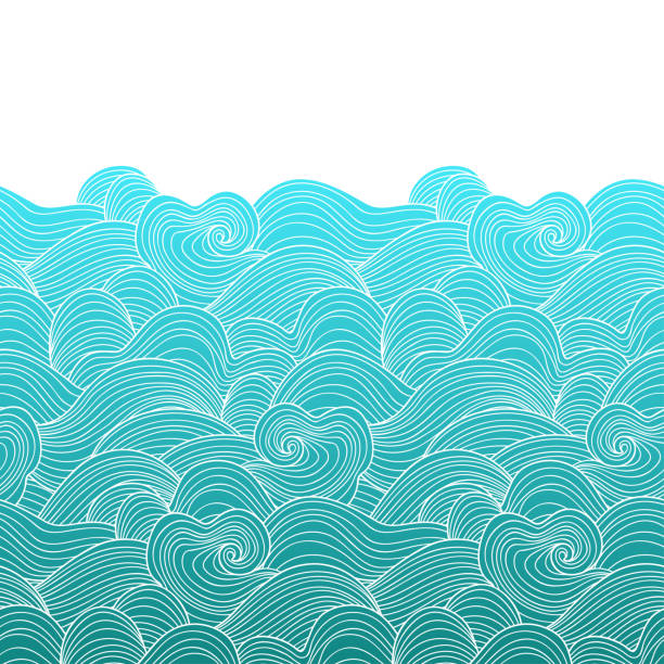 illustrations, cliparts, dessins animés et icônes de vagues modèle de bordure sans couture. peut être utilisé comme une conception de carte invitation. illustration de vecteur avec des vagues de mer. - tide water frame wave