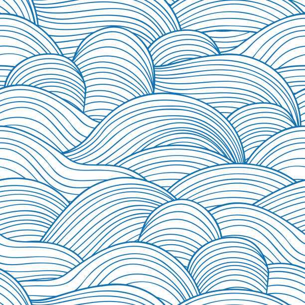 illustrations, cliparts, dessins animés et icônes de vagues modèle de bordure sans couture. peut être utilisé comme une conception de carte invitation. illustration de vecteur avec des vagues de mer. - tide water frame wave